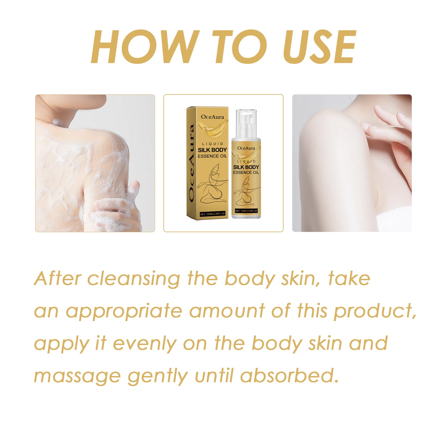 Liquid Silk Body Essence Oil - Firming & Moisturizing Skin Treatment 100ml