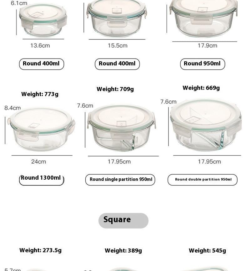Glass Lunch Box Food Grade Sealed Container for Microwave Oven