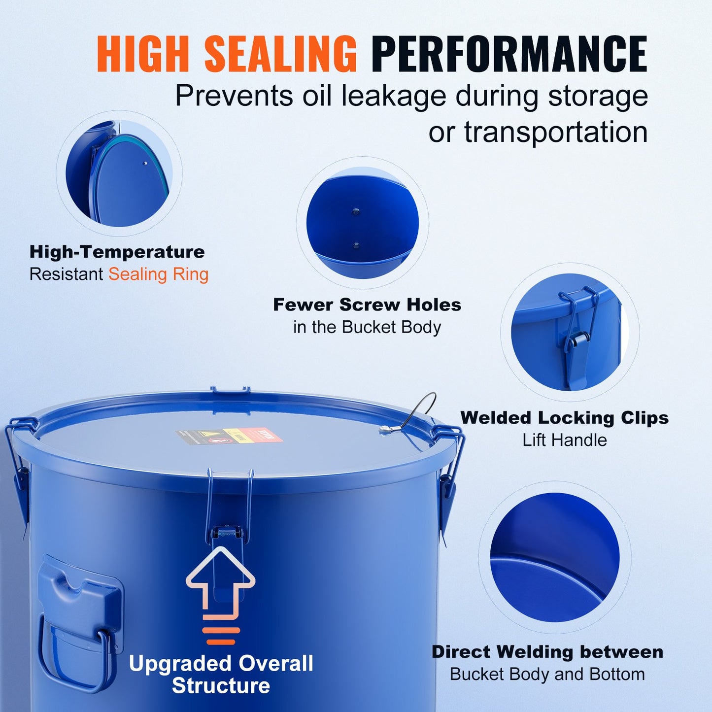 10-Gallon Fryer Grease Bucket - Heavy-Duty Carbon Steel with Lid