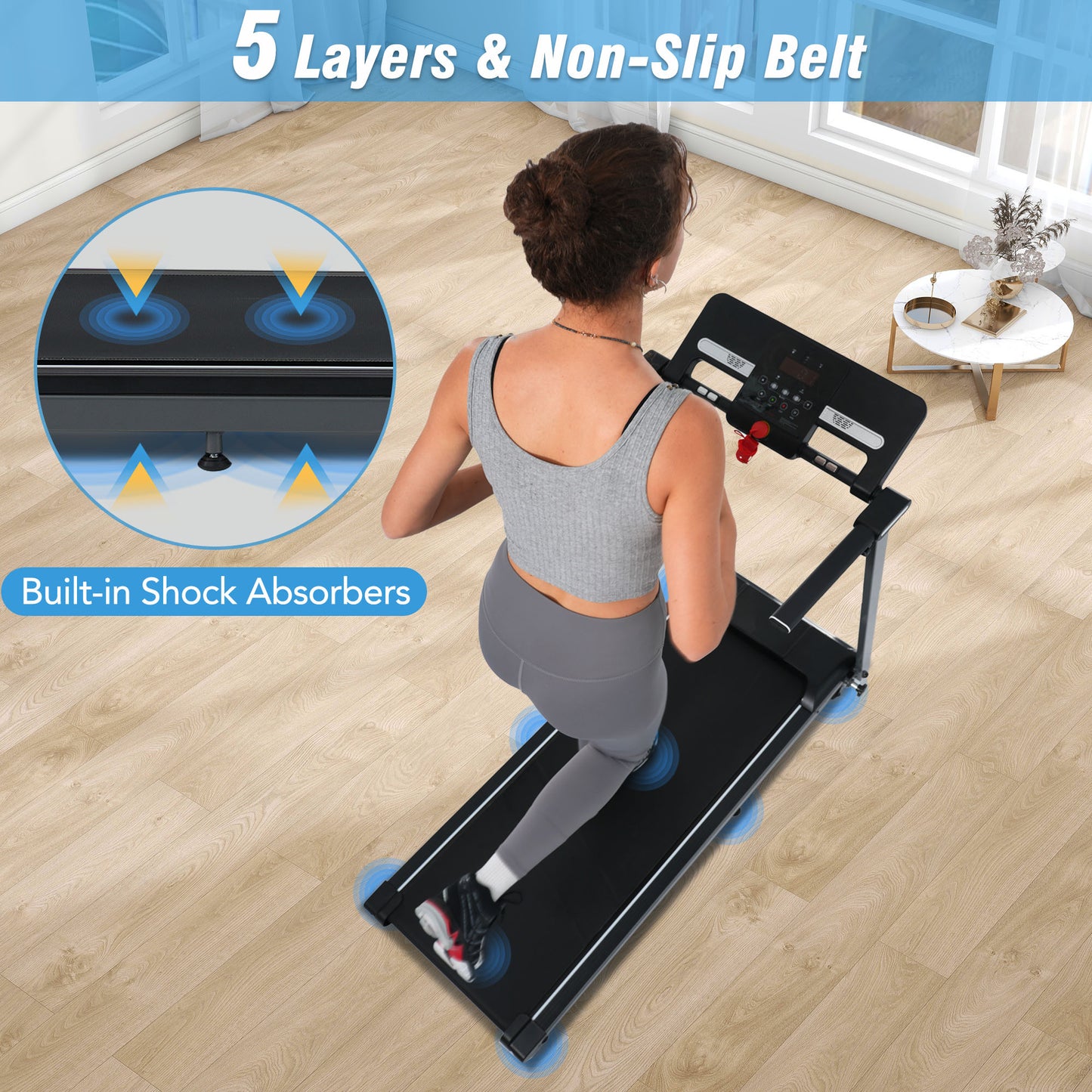 Folding Treadmill for Home Office - 2.5HP Incline Walking Pad