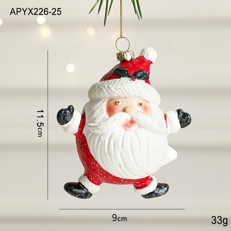 Christmas Tree Decorations Painted Plastic Ornaments Set - Holiday Decor