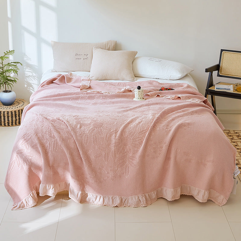 Cotton Waffle Embossed Towel Blanket - Multiple Sizes & Patterns