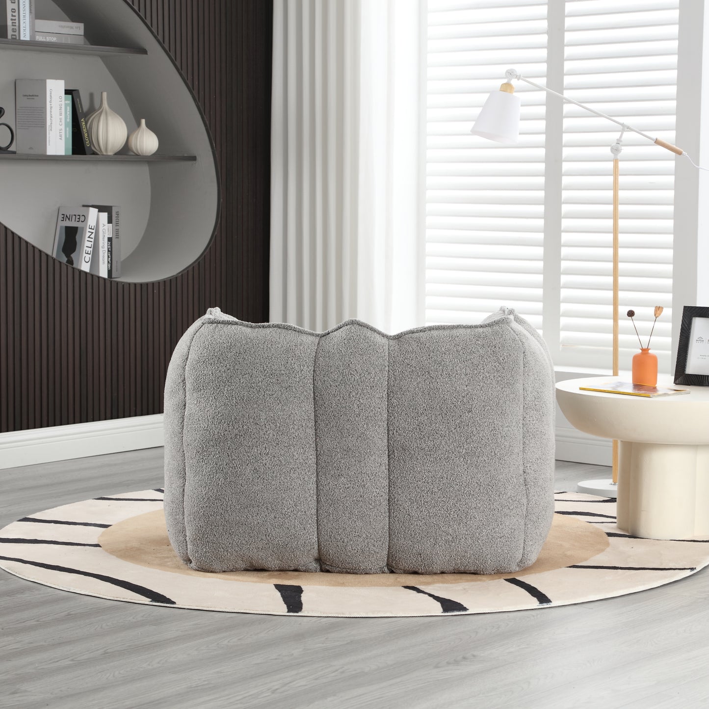 Soft Chenille Bean Bag Chair with Foam - Grey
