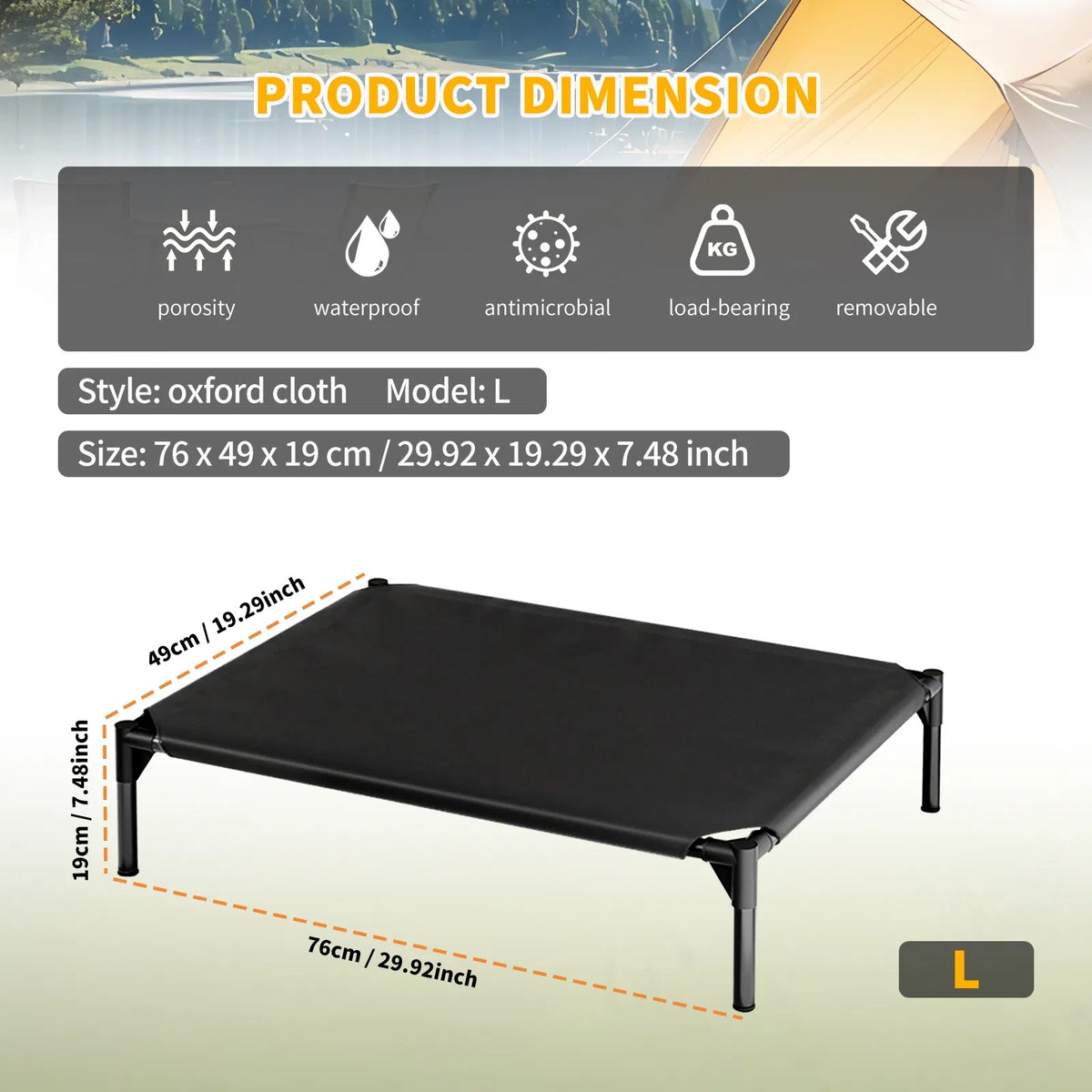 Elevated Breathable Mesh Pet Bed for Indoor & Outdoor Use - Small to XL Sizes