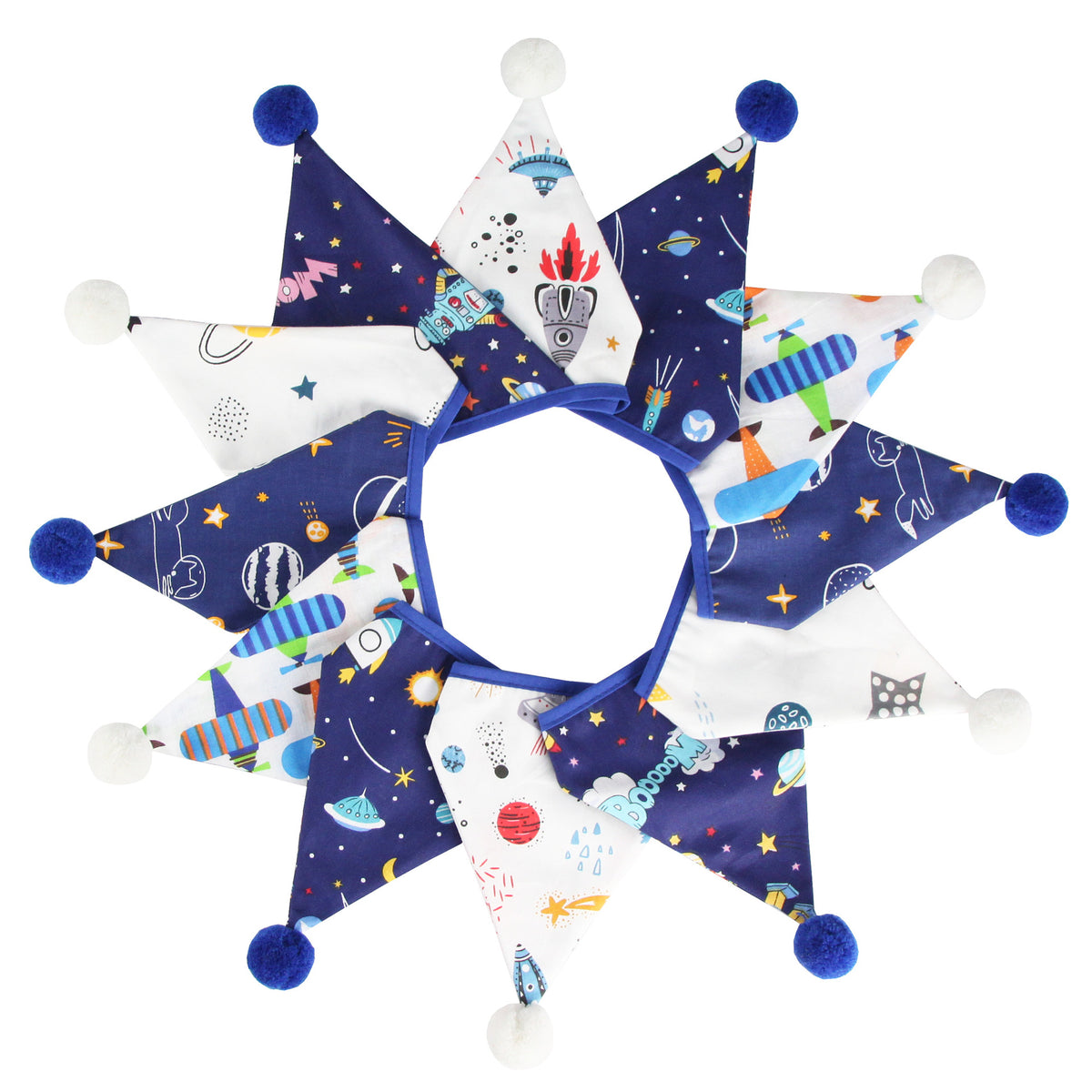 Cotton Wool Ball Triangle Flags Set for Home & Party Decor - 3.2m Length