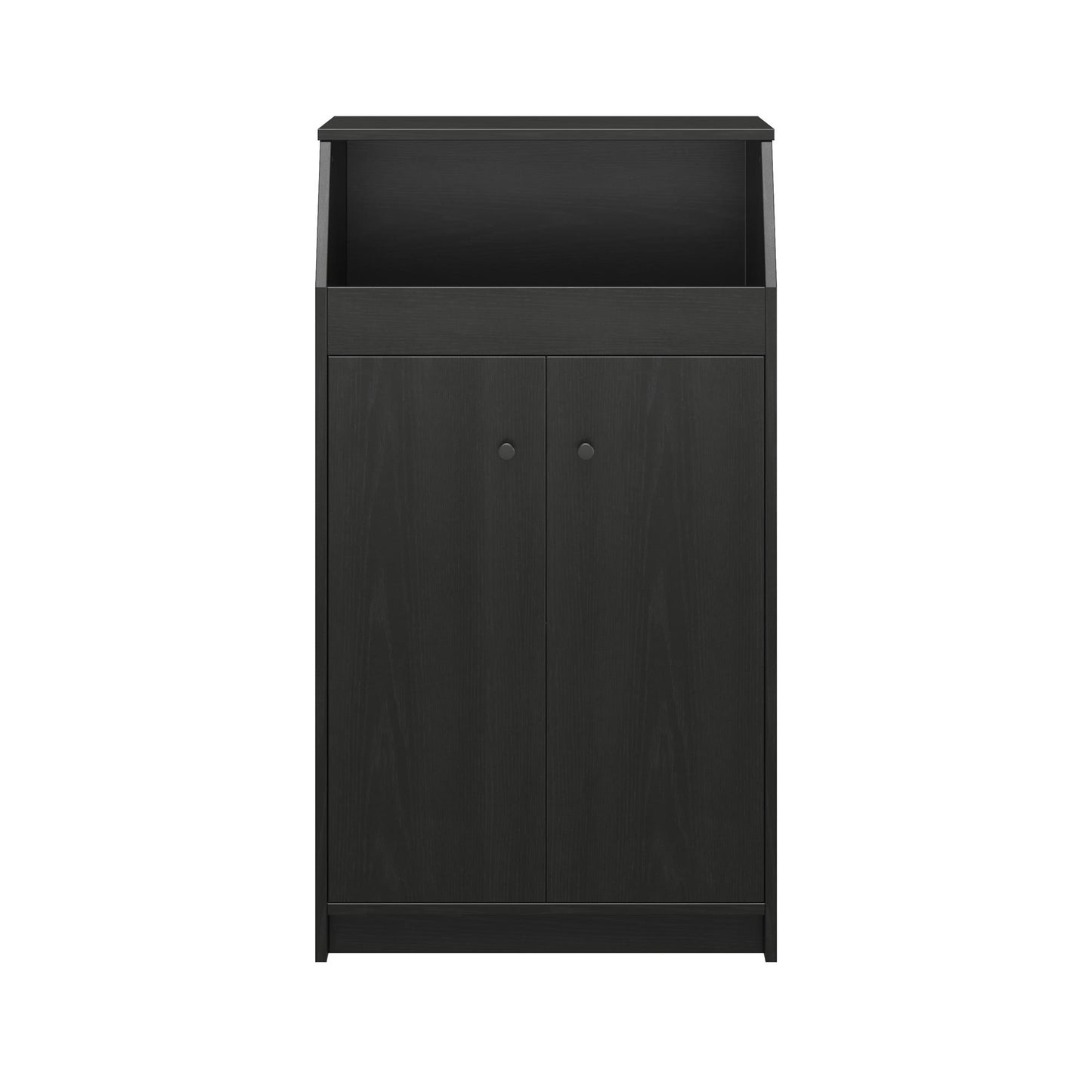The Loft 2 Door Storage Tower - Black Fiberboard Cabinet