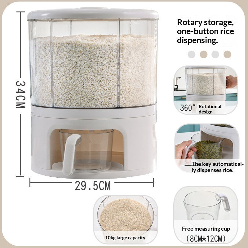 Multi-Compartment Food Storage Box for Grains Airtight Moisture-Proof