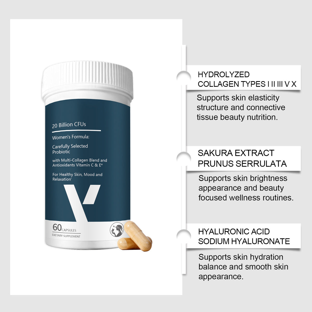 Women's Vitality Skin Care Capsules - 60 Count