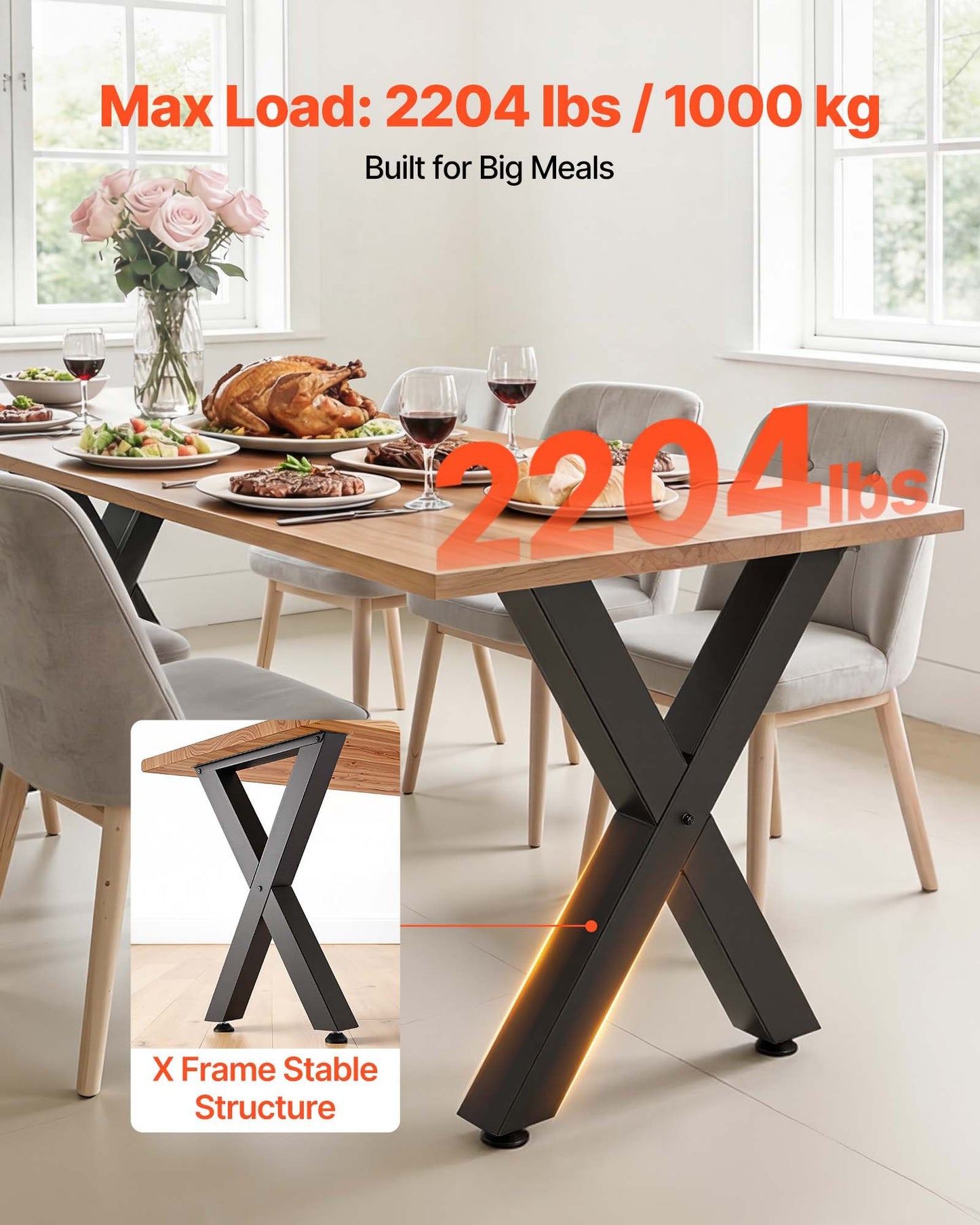 Heavy Duty Steel Table Legs 29.5 Inch Height Black Support for Home Office & Dining Tables