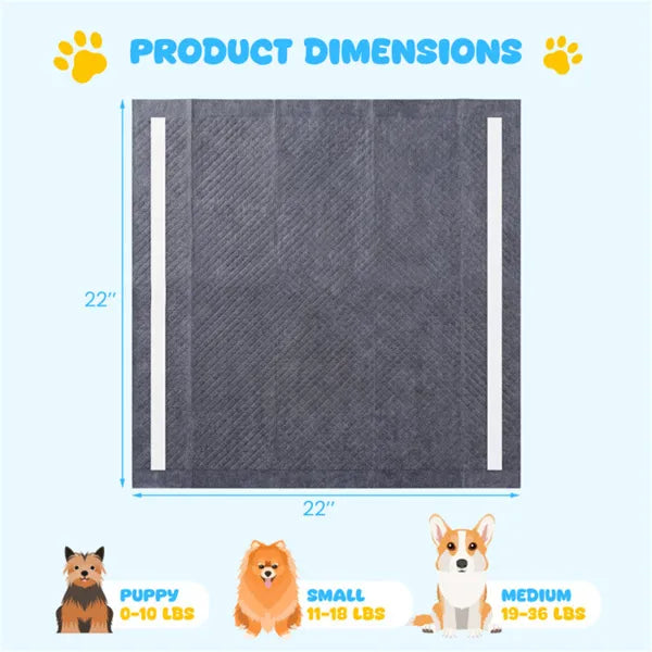 150 Pack Charcoal Dog Pee Pads 24x24 Inches, 6-Layer Absorbent Pet Training Pads with Odor Control