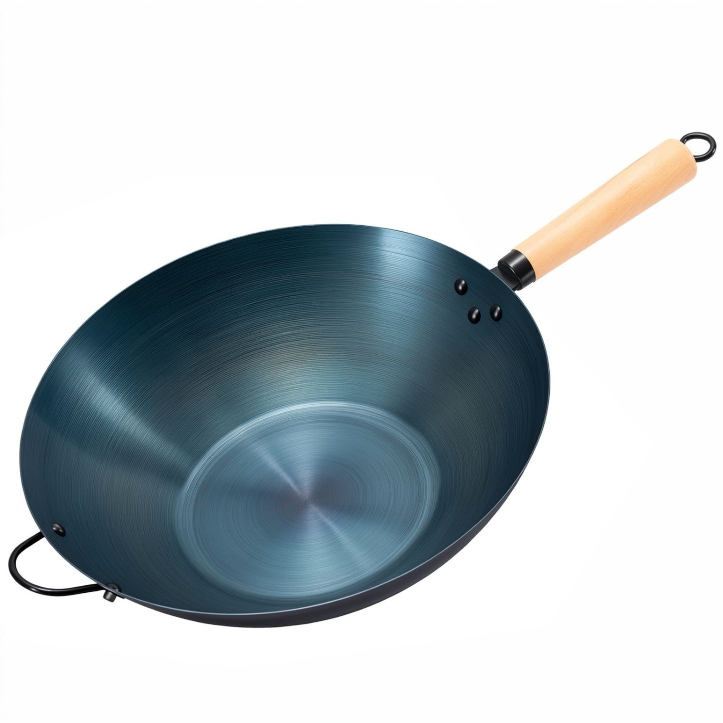 Nonstick Carbon Steel Wok, Pre-Seasoned Flat Bottom Chinese Pan,
