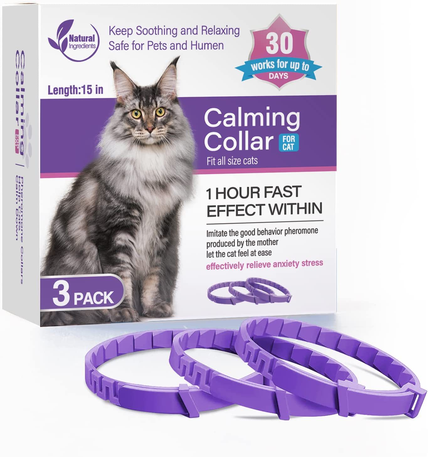 Calming Pet Collar for Cats and Dogs, Soothing & Relaxing