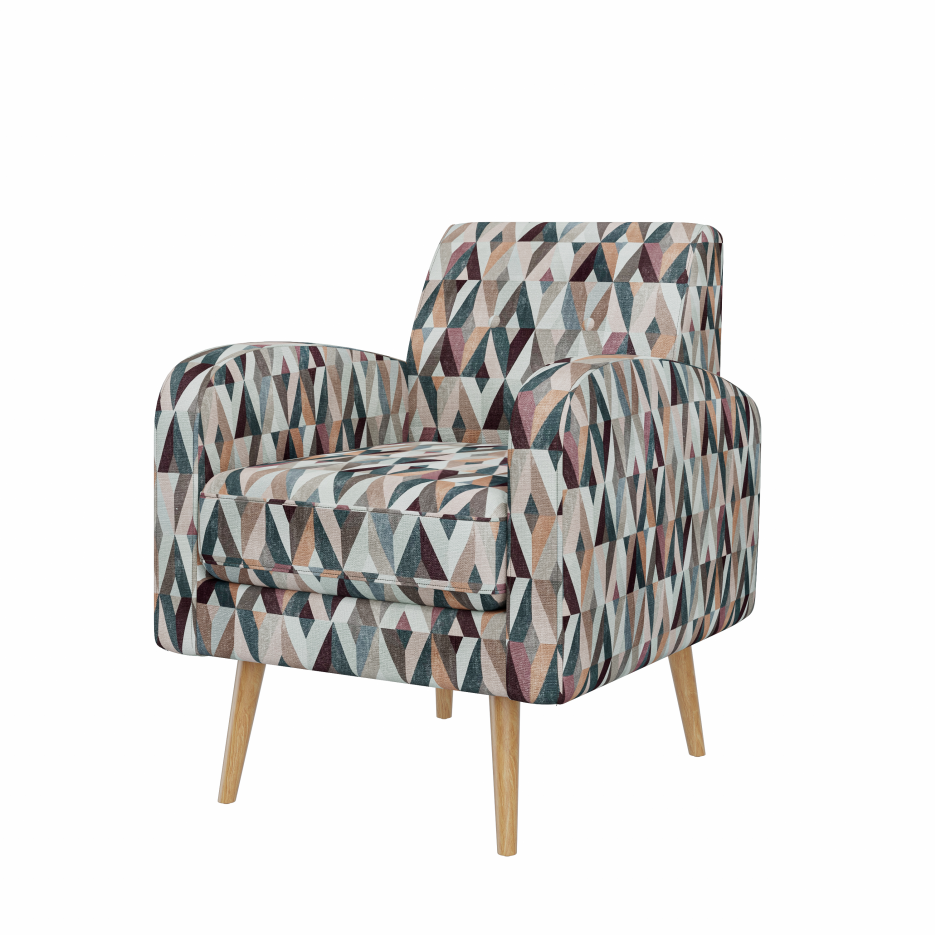Darien Accent Arm Chair - Red and Tan Prism Pattern
