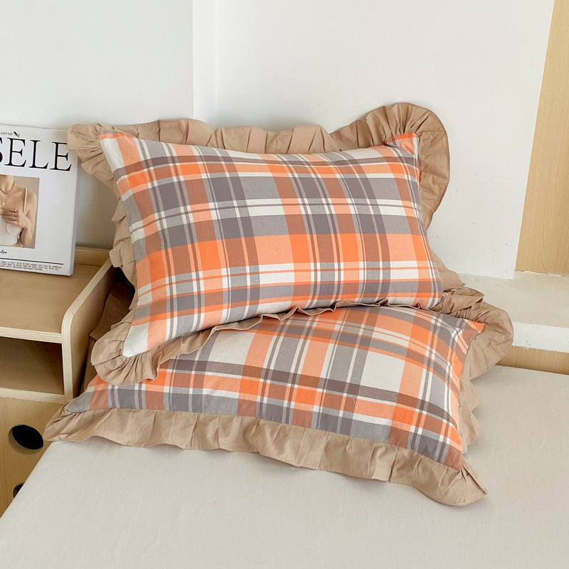 Washed Cotton Lace Pillowcase - Elegant Bedding Cover for Home Decor