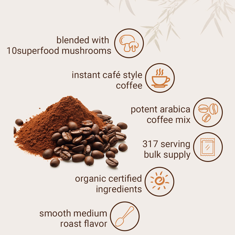 10-in-1 Mushroom Coffee Blend, Arabica Instant Powder with Functional Mushrooms