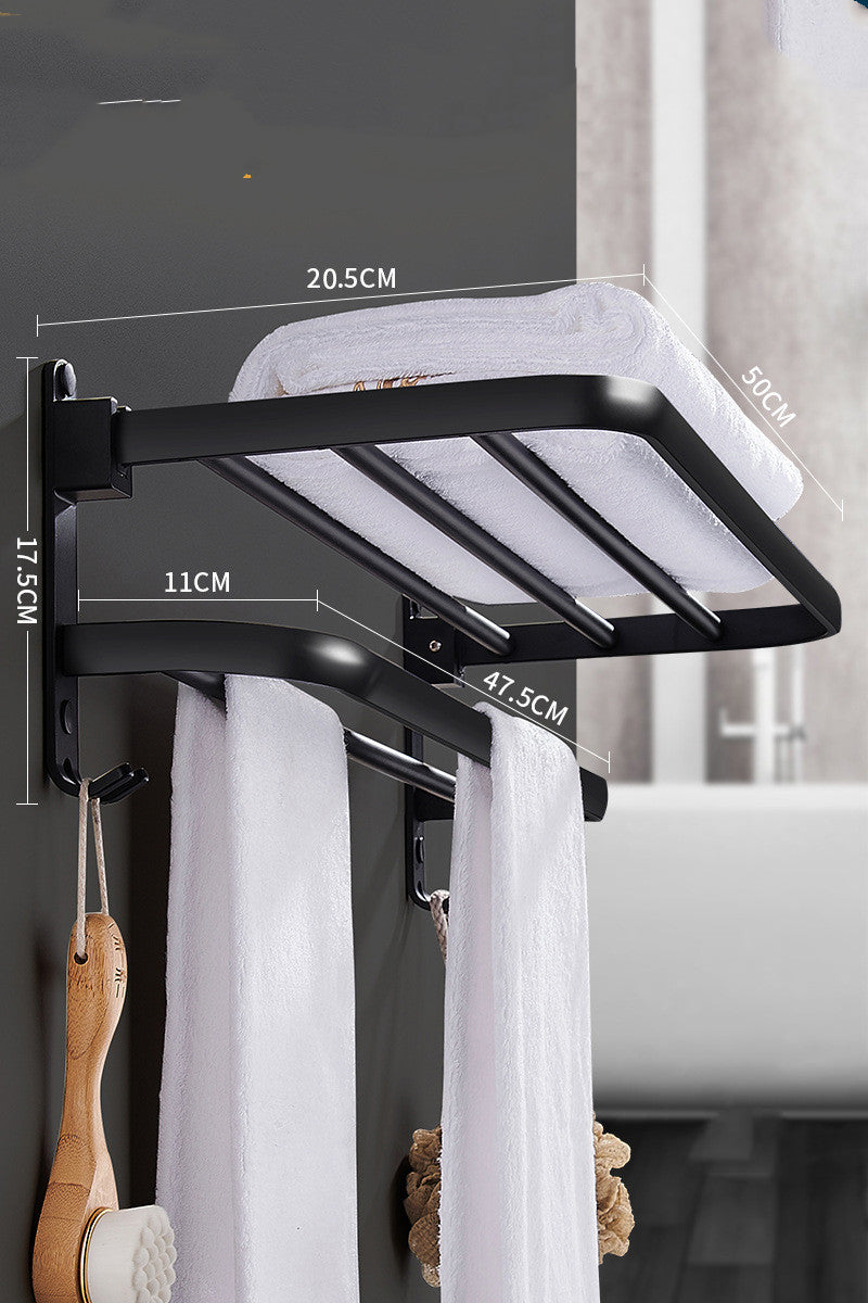 Wall-Mounted Towel Rack Bathroom Shelf No-Punch Installation Black 40cm/50cm