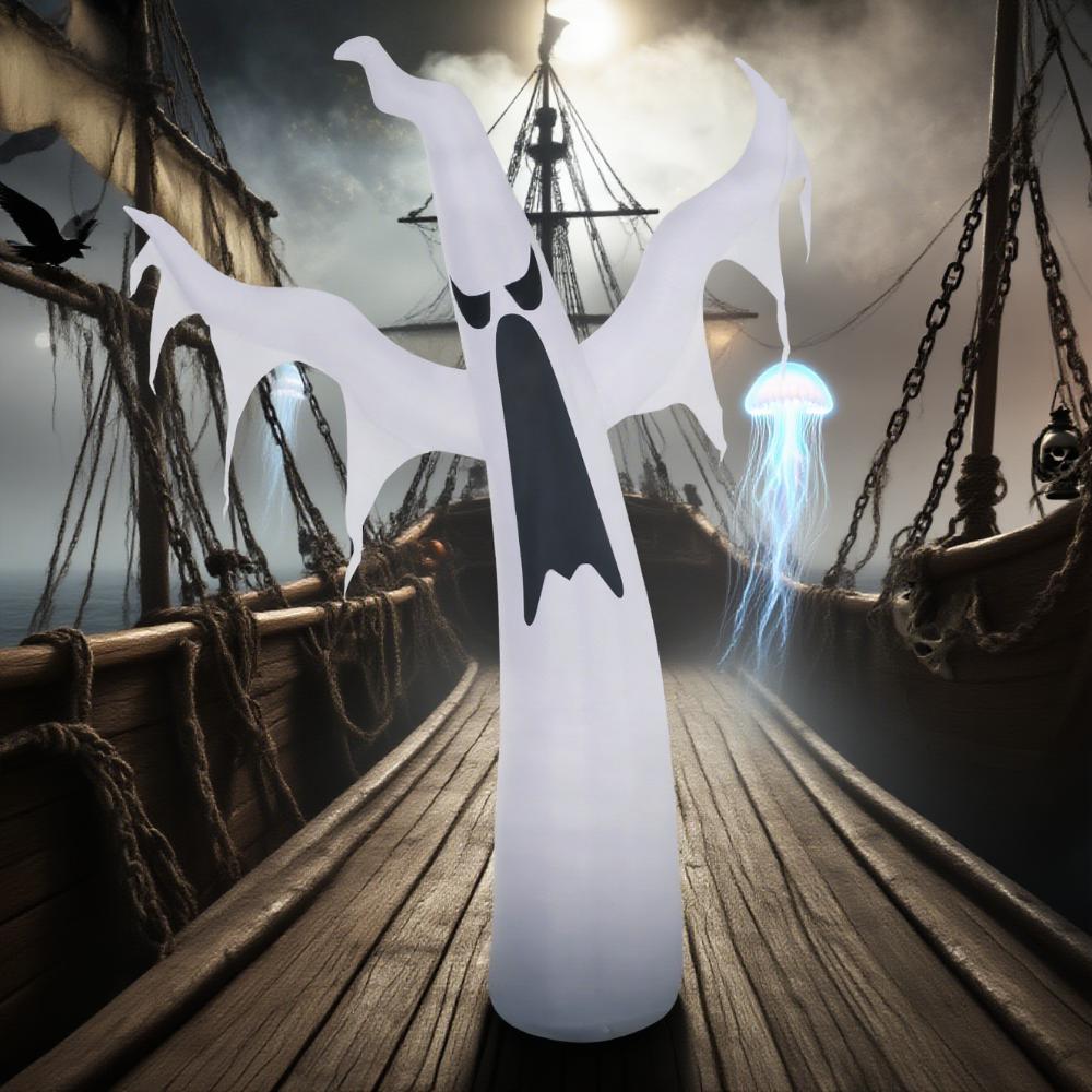6' Light Up White Ghost Halloween Inflatable Yard Decoration