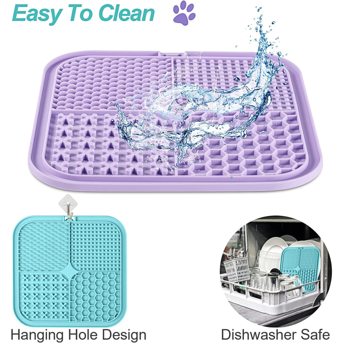 Pet Chew Toy Lick Mat for Dogs & Cats - Slow Feeder with Suction Cups, Anxiety & Boredom Relief, Multicolor