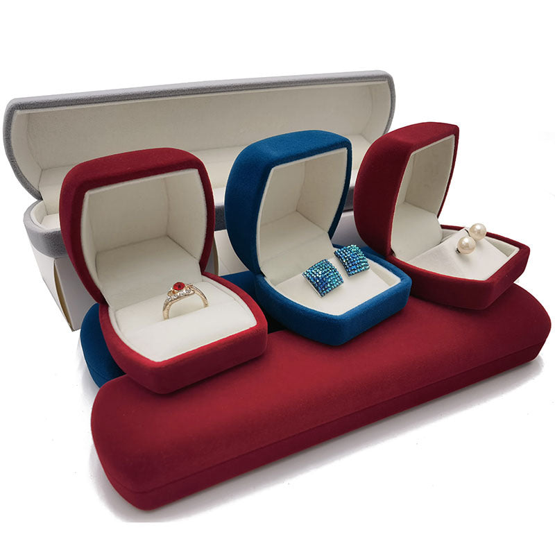 Velvet Jewelry Box with Big Belly Style Oval Compartments for Necklaces Rings and Earrings