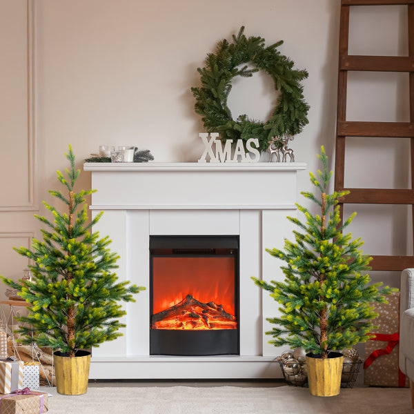 4FT Dual Tone Artificial Christmas Tree - 2 Pack with Pot