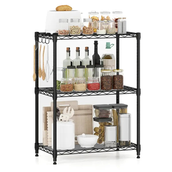 3-Tier Industrial Bookshelf With Anti-Falling Guardrails, 33 LBS Per
