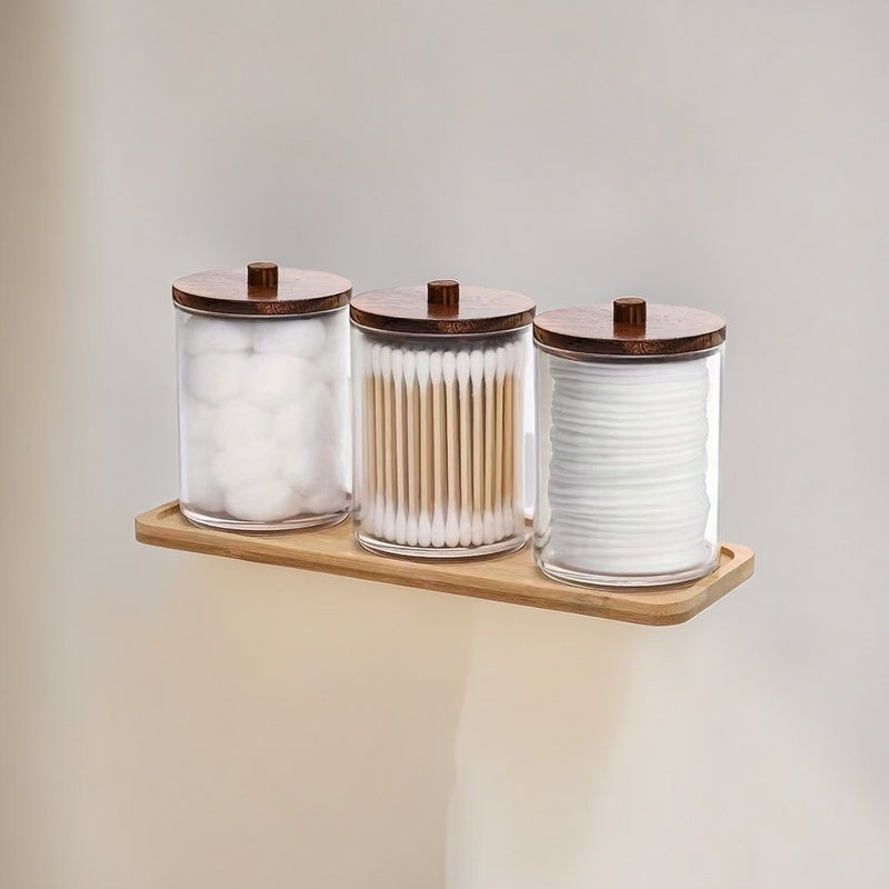 Plastic Jewelry Storage Box with Wooden Lid Waterproof Dustproof Organizer