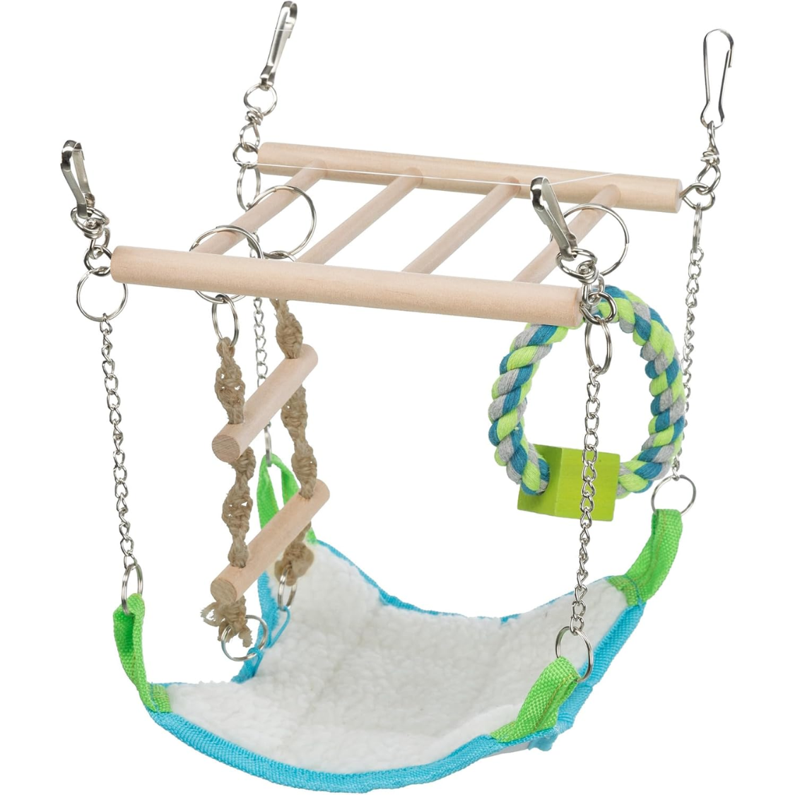 Small Animal Hanging Bridge with Hammock and Climbing Toys - Cage Accessory