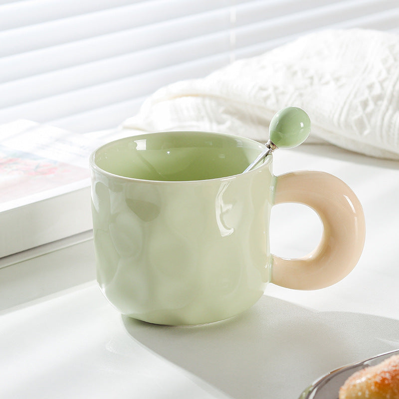 Cute Cartoon Ceramic Mug with Lid and Spoon - Multiple Colors & 500ml
