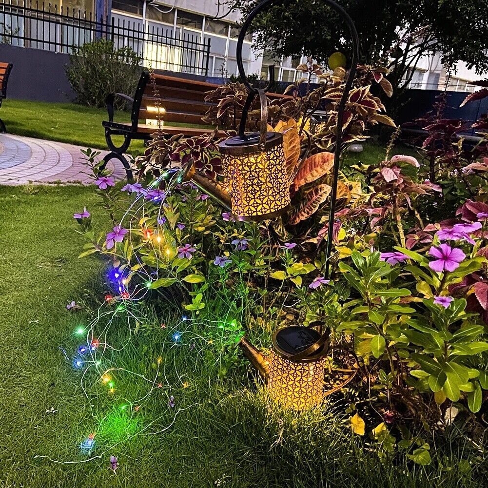 Solar Watering Can Garden Lights - Outdoor Pathway Lawn Decor, 2-Pack