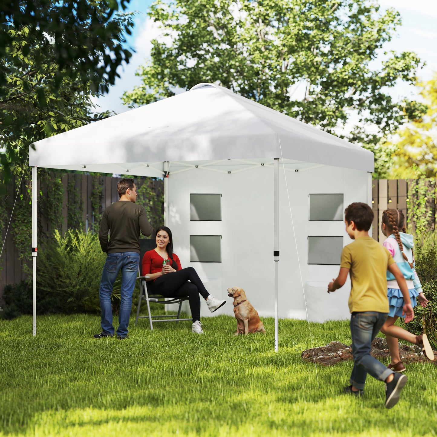 10x10 Pop Up Canopy Tent with Sidewalls - Adjustable Sun Shelter