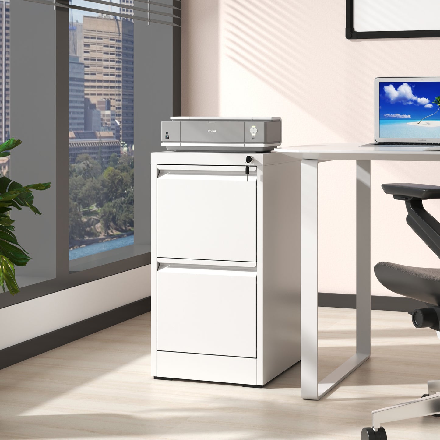 2 Drawer Metal Vertical File Cabinet With Lock Office Home Steel For