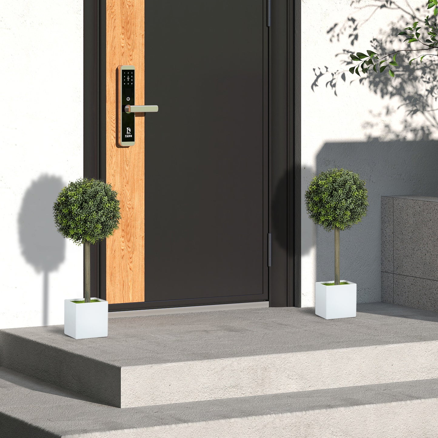 Lifelike Boxwood Topiary Set of 2 - Artificial Plants, Green