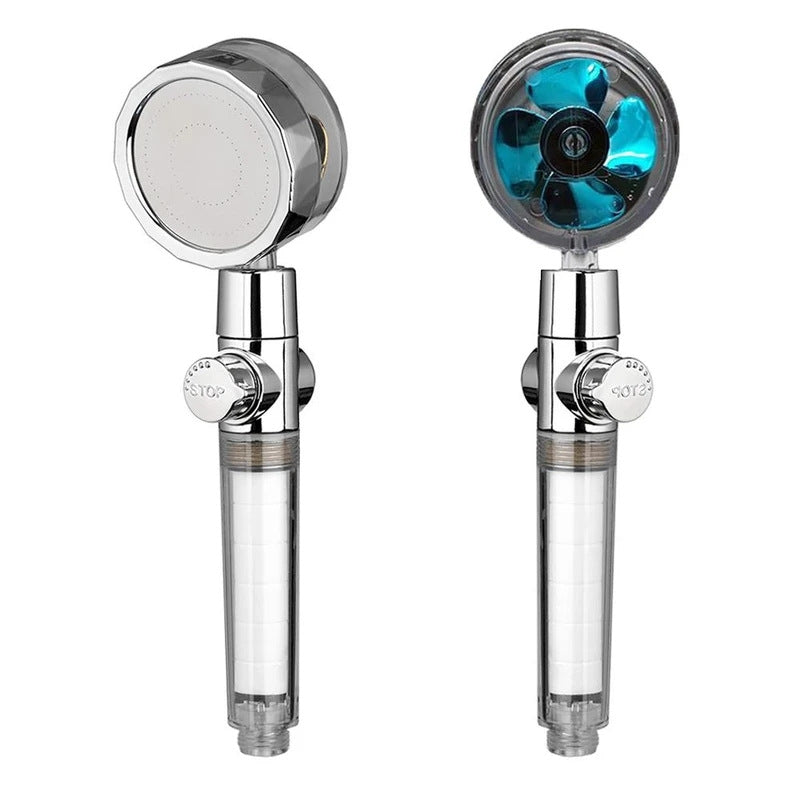 High Pressure Turbo Shower Head with Water Saving Feature & 360° Fan Extension