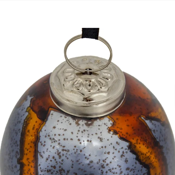 Set of 6 Black & Gold Egg Christmas Ornament Balls - 4"