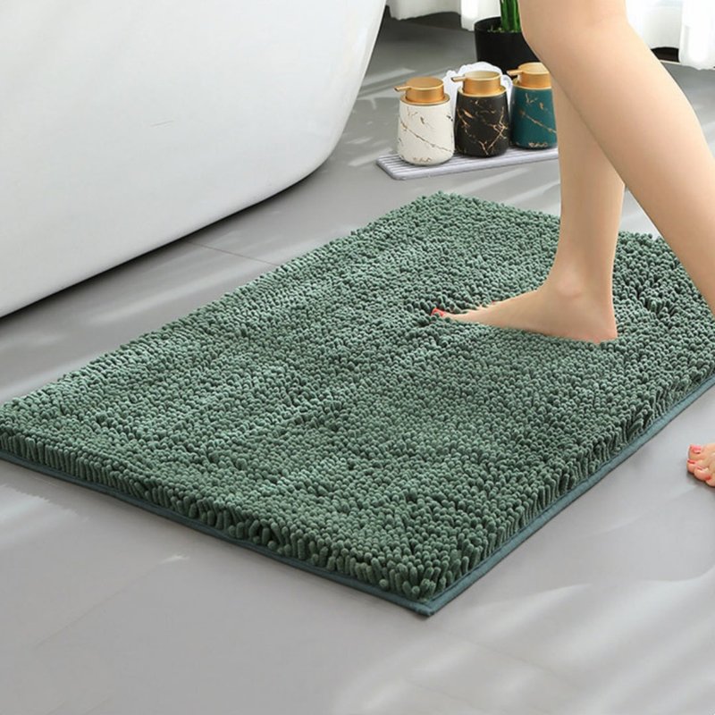 Non-slip Absorbent Bathroom Floor Mat - Stain-Resistant, Dense Woven Chenille