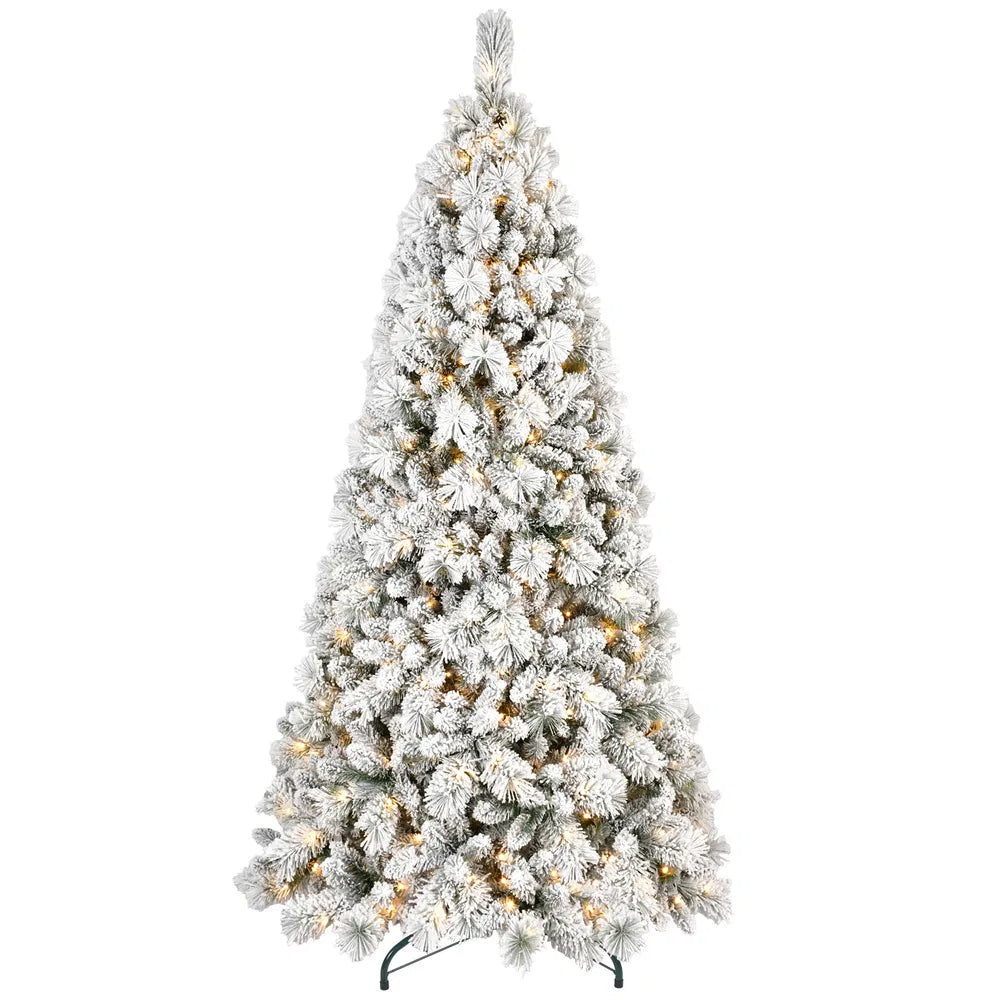 8ft LED-Lit Flock Christmas Tree with 1445 PVC Branch Tips
