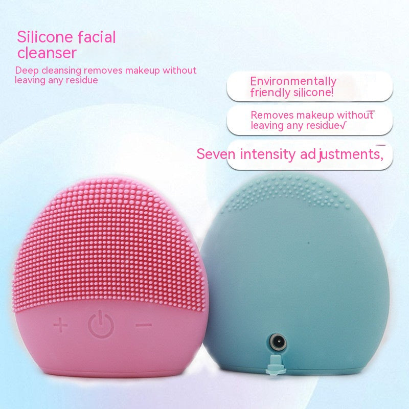 Rechargeable Ultrasonic Facial Cleansing Brush with Silicone Gel System