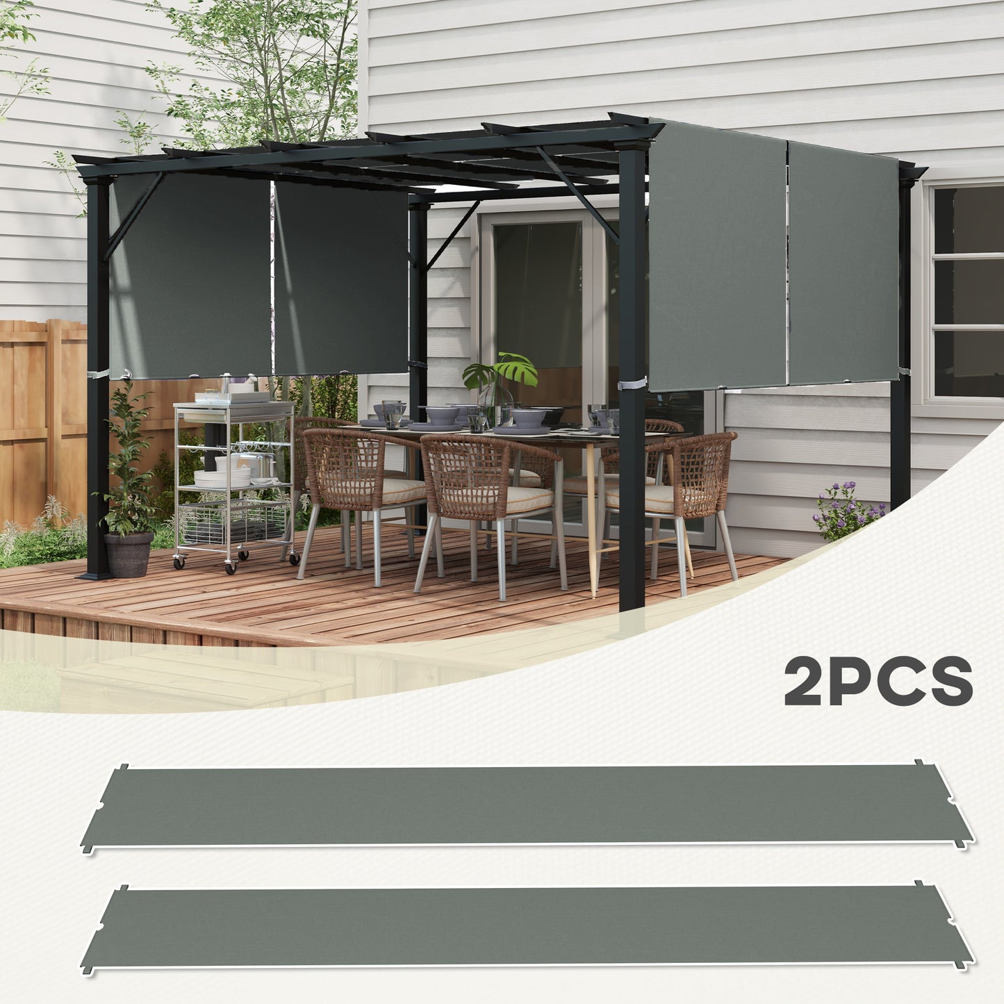 Pergola Replacement Canopy - UV Protection Shade Cover 10x10ft - Dark Gray