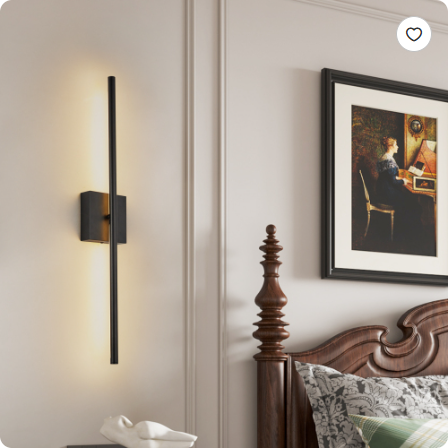 Modern LED Wall Sconce 2-Pack - Black Minimalist Indoor Wall Light Fixtures for Living Room & Bedroom