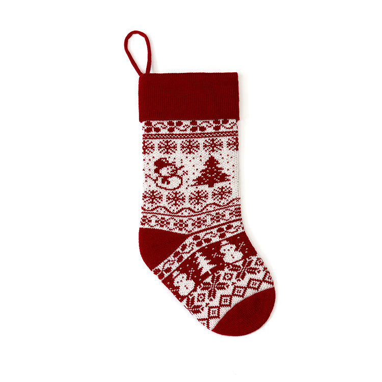 Christmas Gift Bag with Jacquard Yarn Decorative Holiday Holder