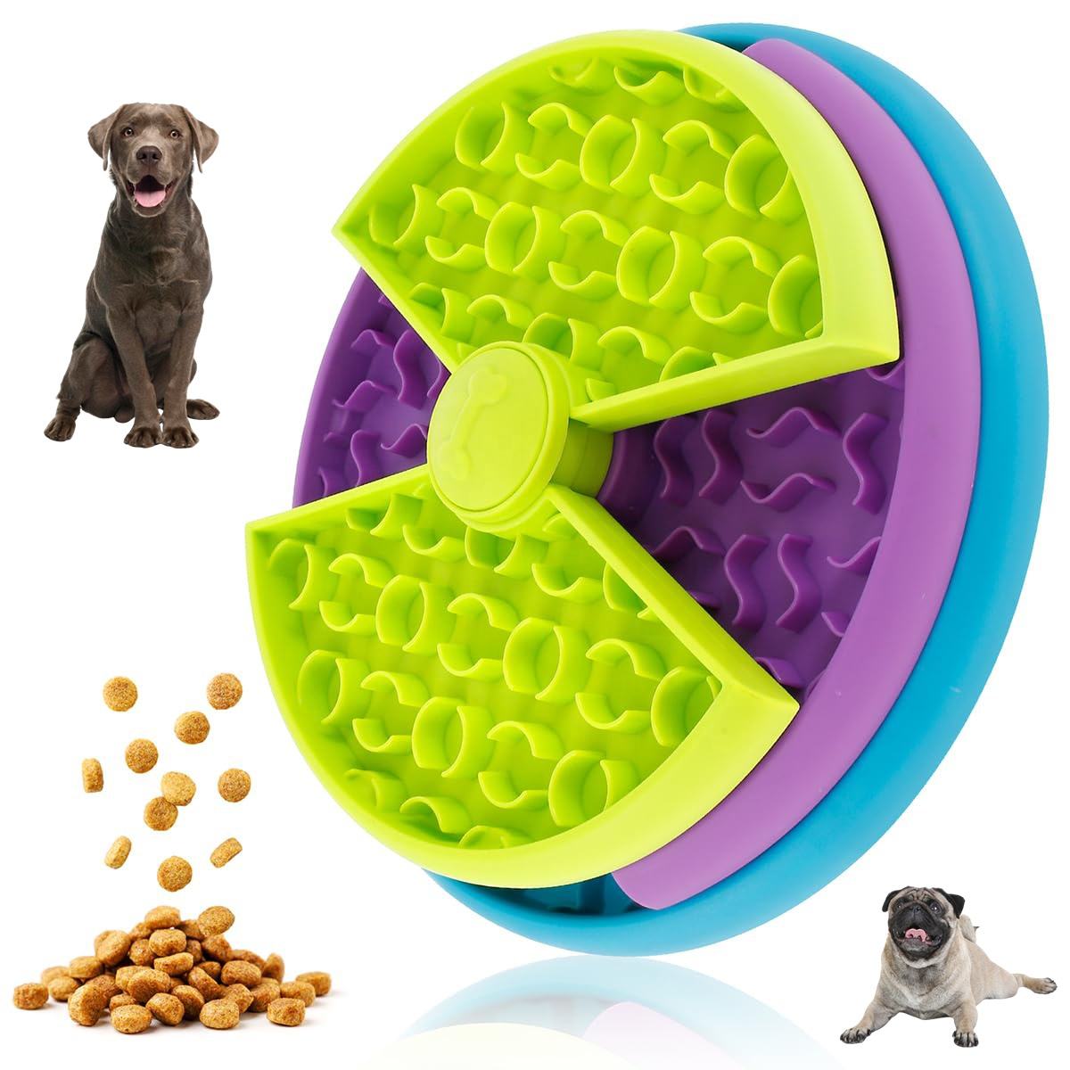 Pet Slow Feeder Bowl with Puzzle & Lick Mat for Medium & Large Dogs - Green