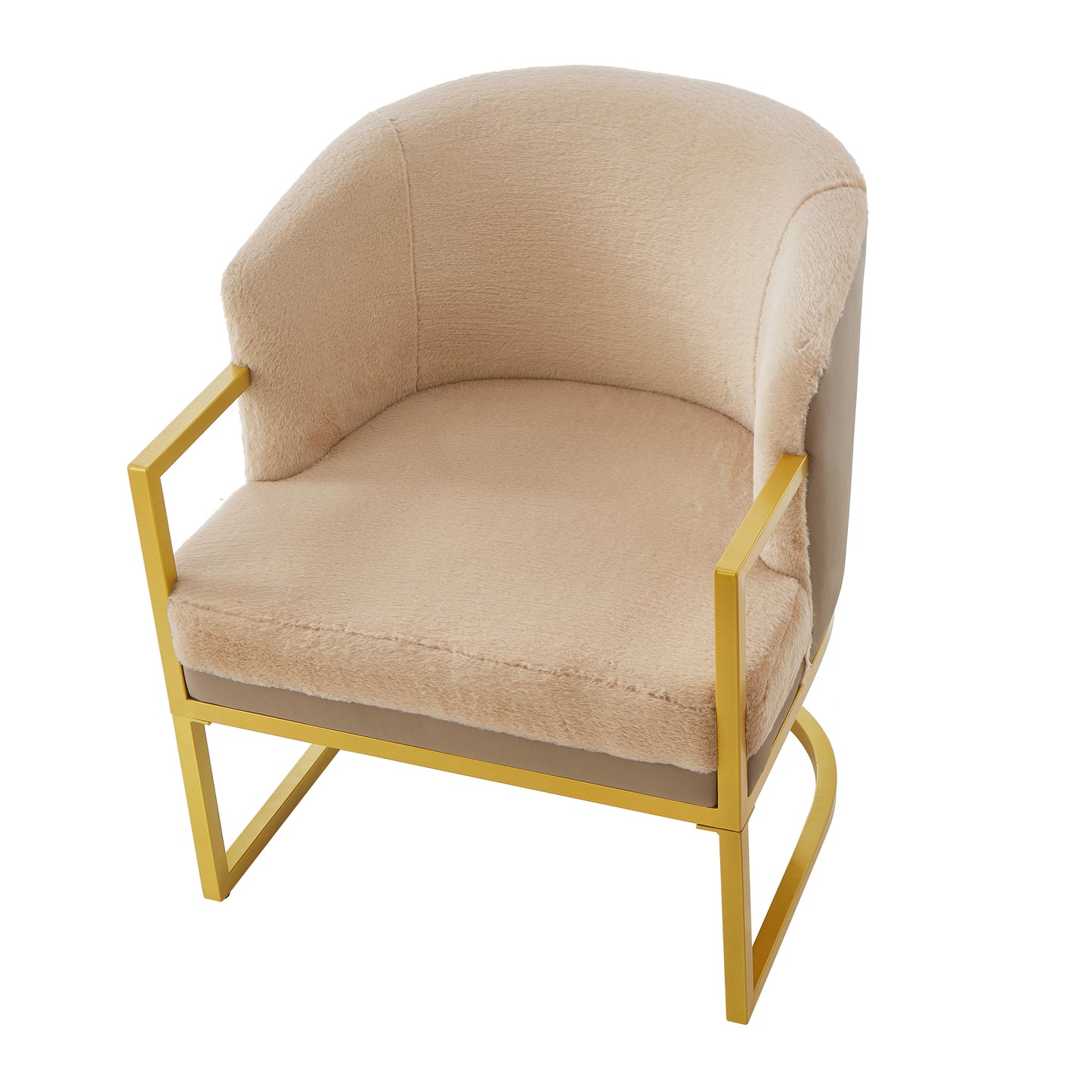 Cozy Upholstered Accent Chair with Gold Metal Frame - Brown