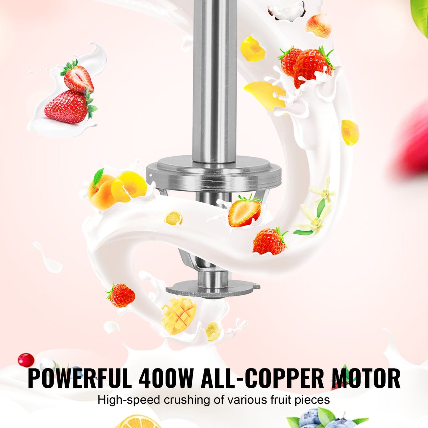 Ice Cream Blender 400W Stainless Steel Mixer for Kitchen - Silver
