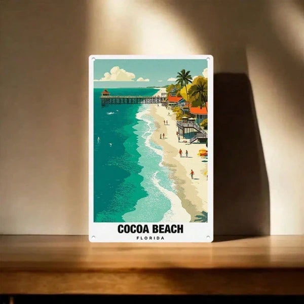 Retro Cocoa Beach Florida Metal Tin Sign - 20cm Home Decor