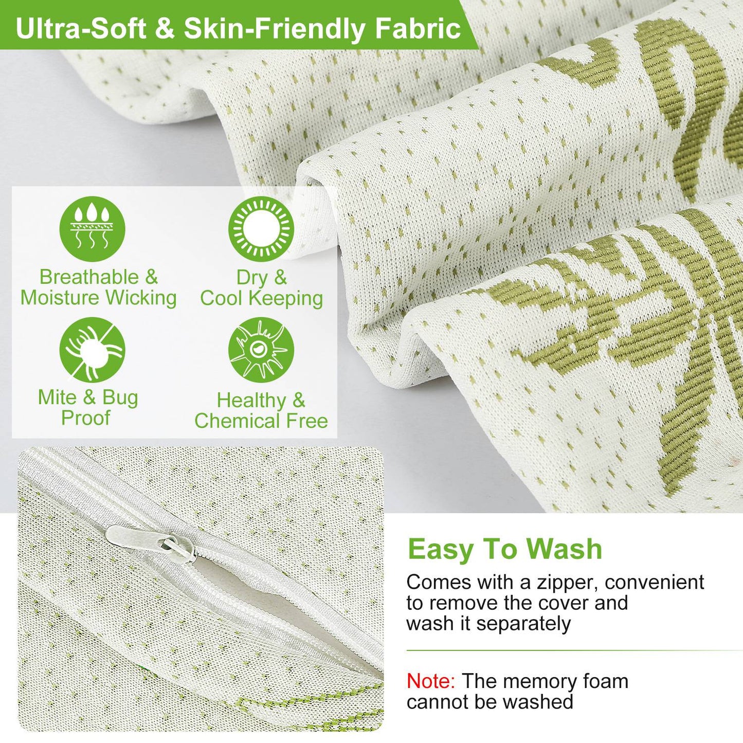 Bamboo Memory Foam Neck Support Pillow - Ergonomic Design