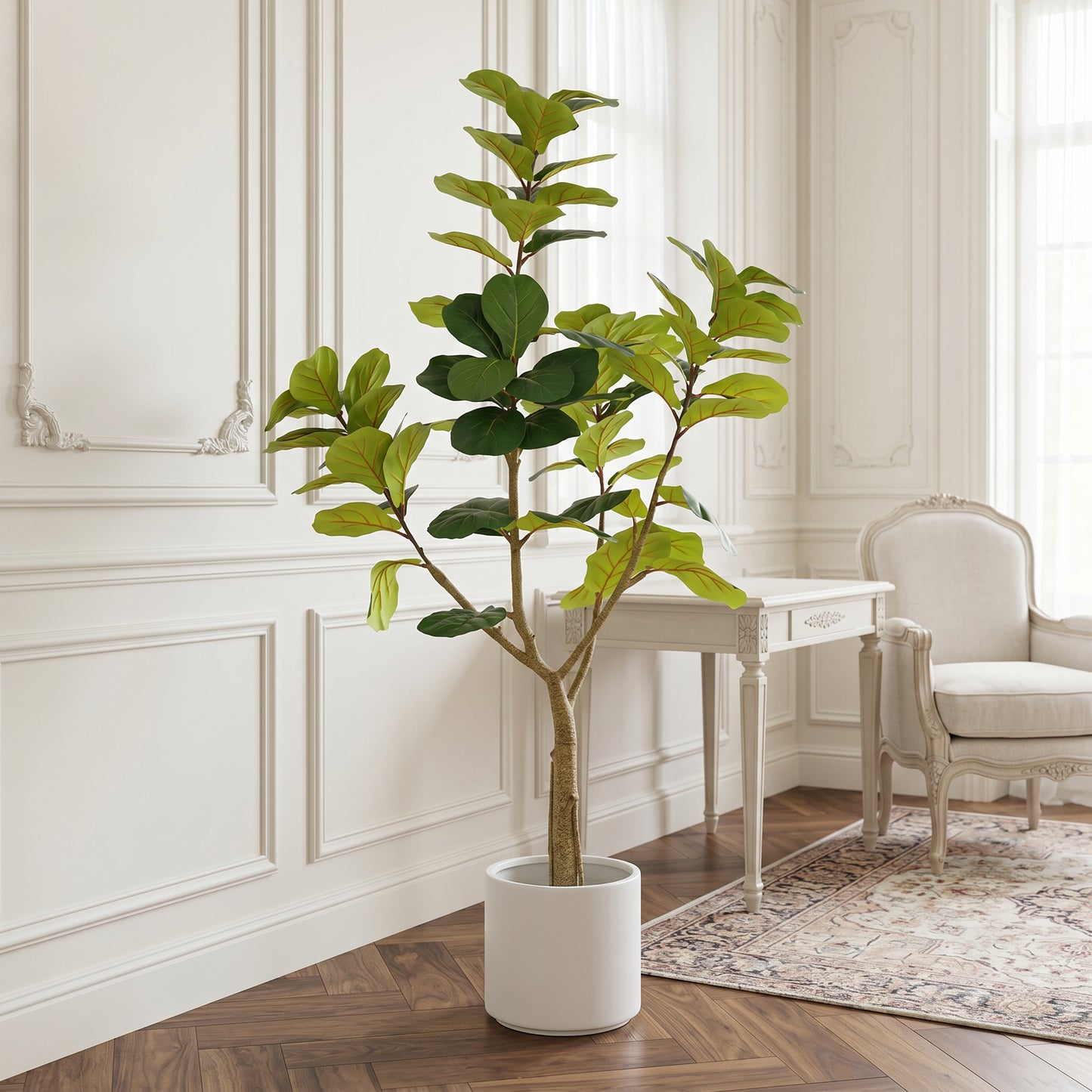 6FT Artificial Fiddle Leaf Fig Tree in Black Pot - Realistic Faux Plant