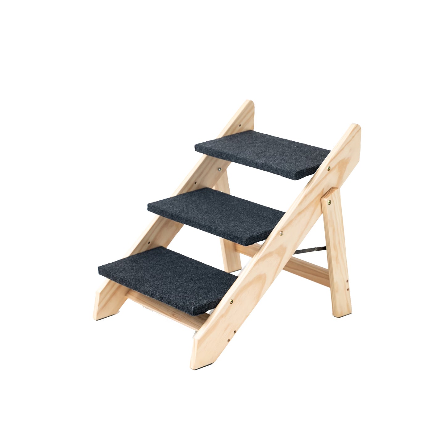 Foldable Wooden Pet Stairs & Ramp for Dogs & Cats - 3 Levels, Up to 110 lbs, Grey