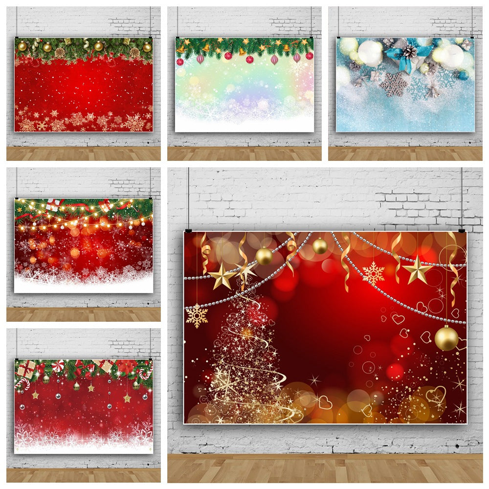 Christmas Snowflake Photography Backdrop Fabric - Red Background Wall Decor 7x5ft