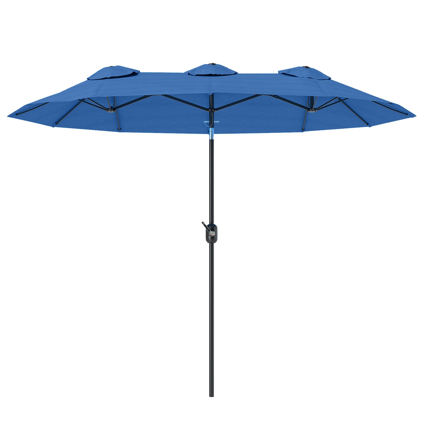 Double-Sided Patio Umbrella - 9.5 ft with Crank & Tilt, Navy Blue