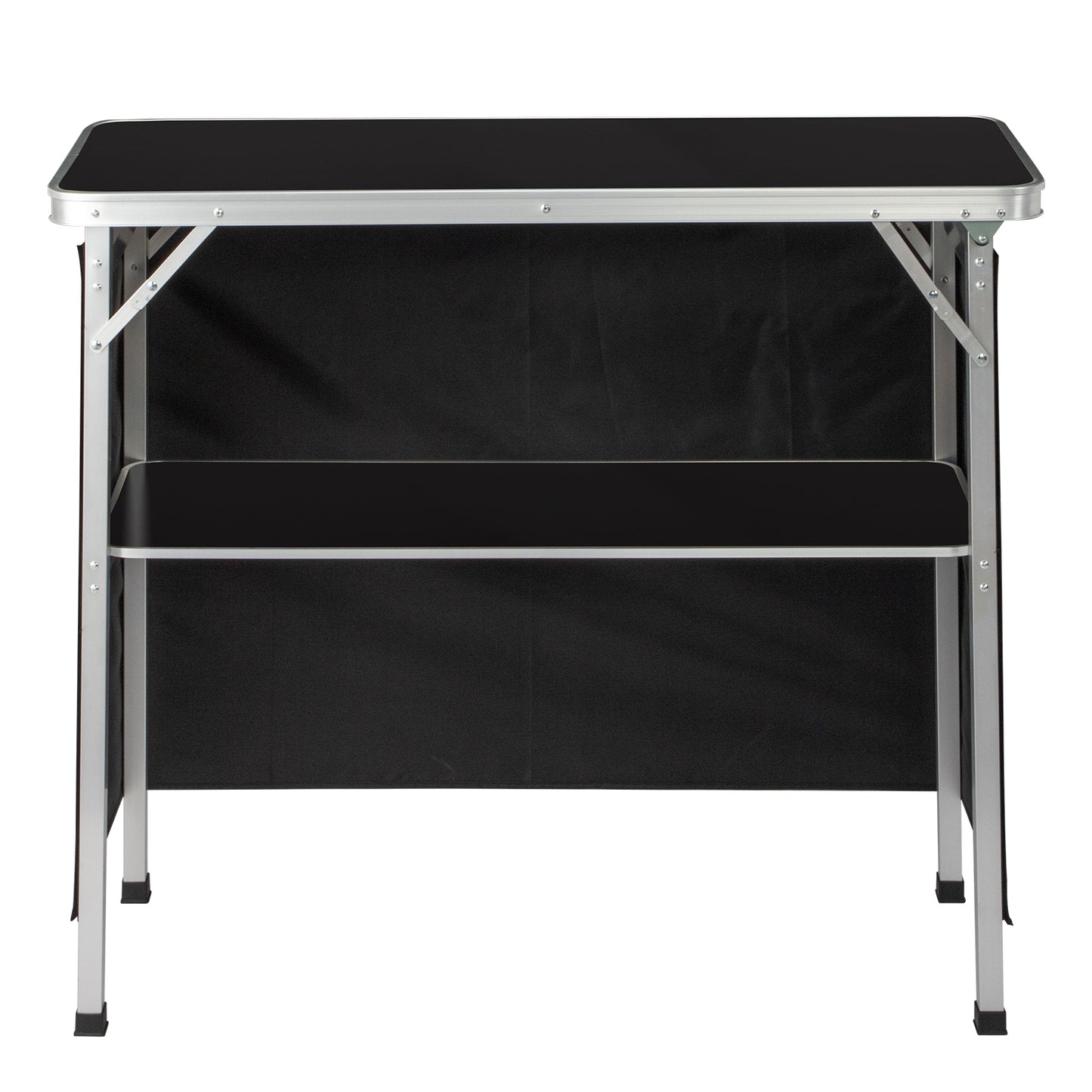 Portable Folding Bar Table with Storage Shelf - Black Skirt